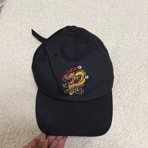 Black Cap with Dragon Embroidery